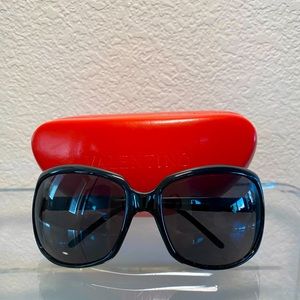 Valentino oversized sunglasses with crystal details on arm, black 63-18-120